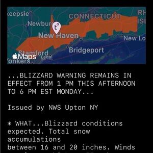Blizzard Warning Alert Map